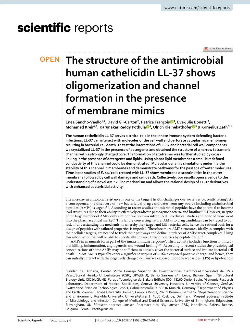 The Structure of the Antimicrobial Human Cathelicidin LL-37 Shows