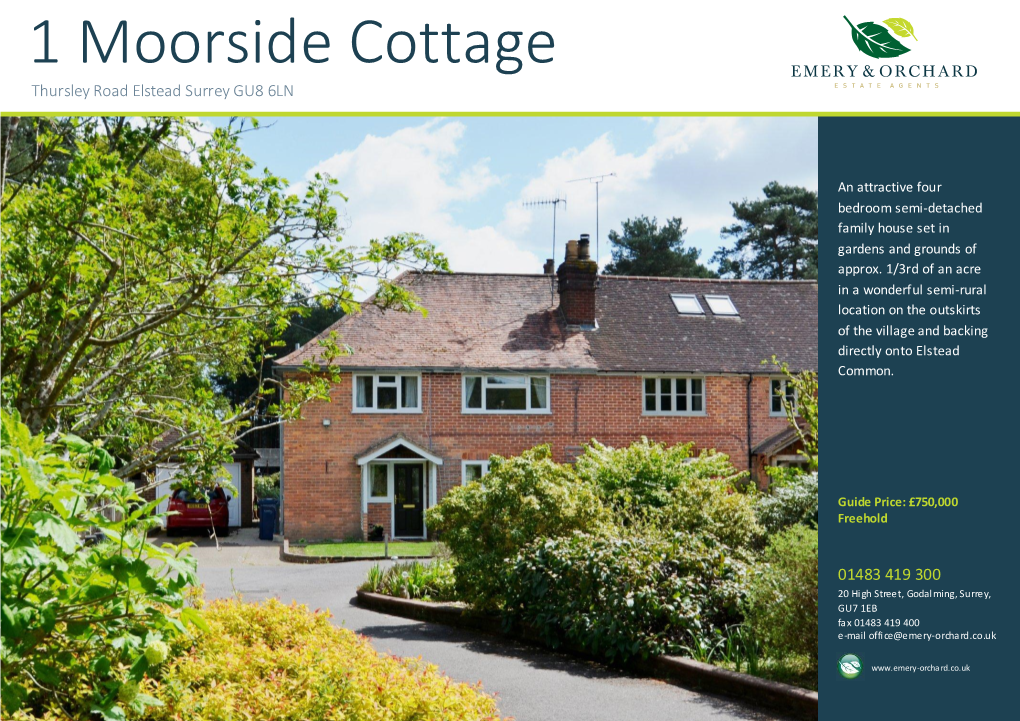 1 Moorside Cottage Thursley Road Elstead Surrey GU8 6LN