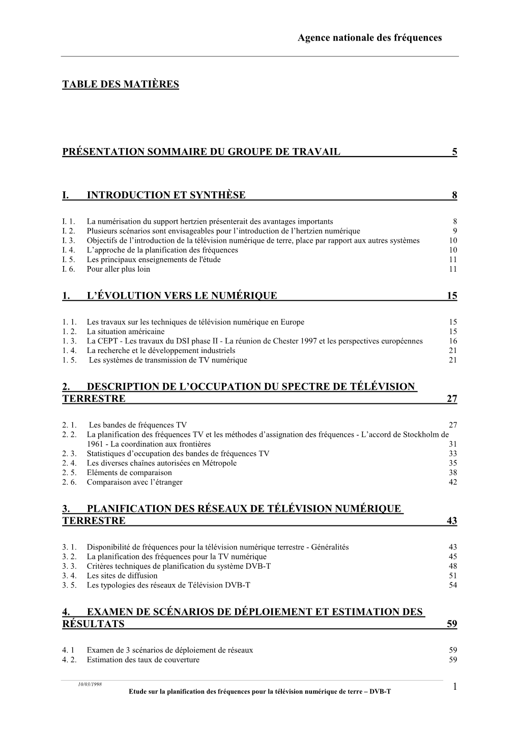 Etude Sur La Planification Des Fréquences Pour La Télévision Numérique De Terre – DVB-T 1