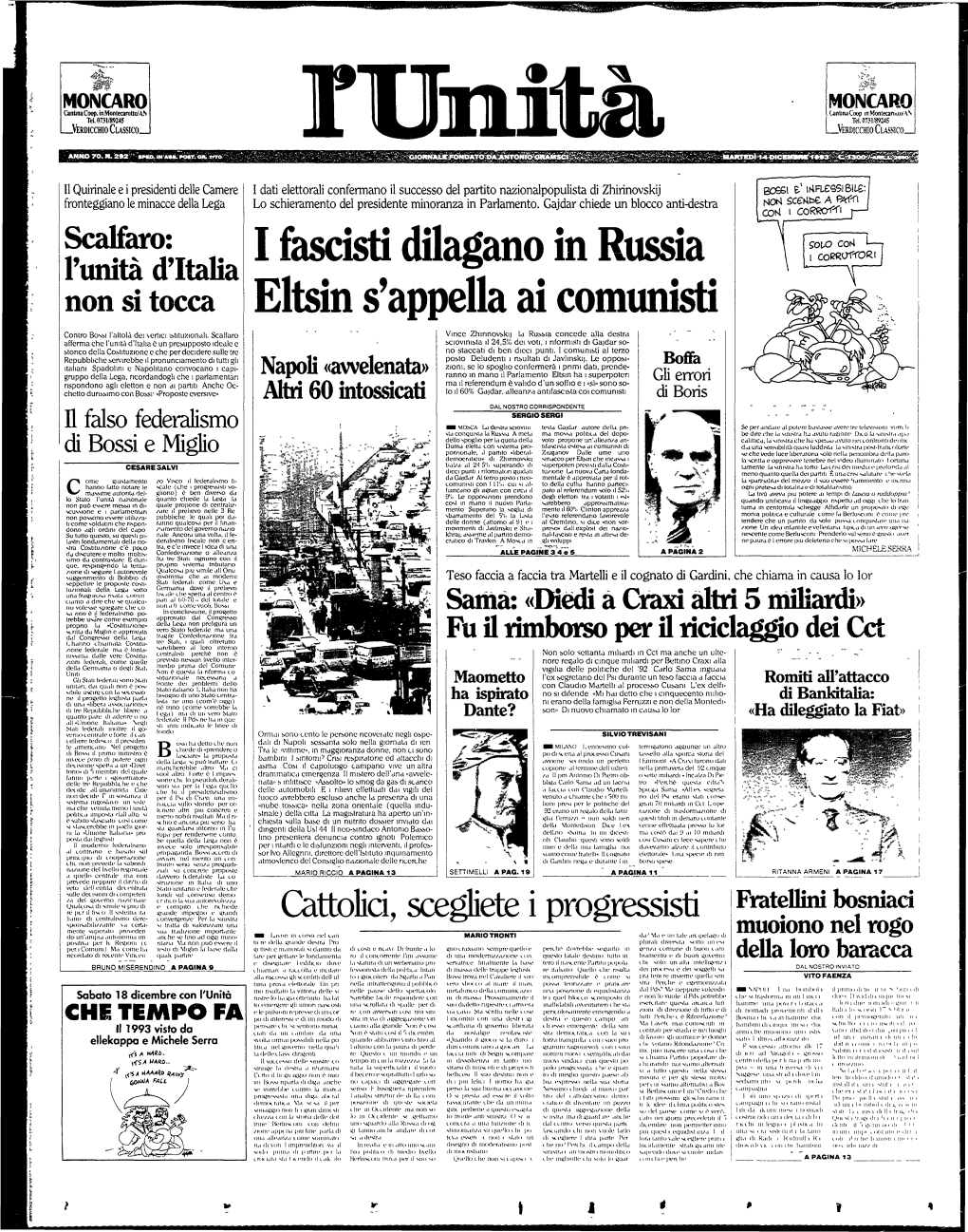 I Fascisti Dilagano in Russia Eltsin S'appella Ai Comunisti