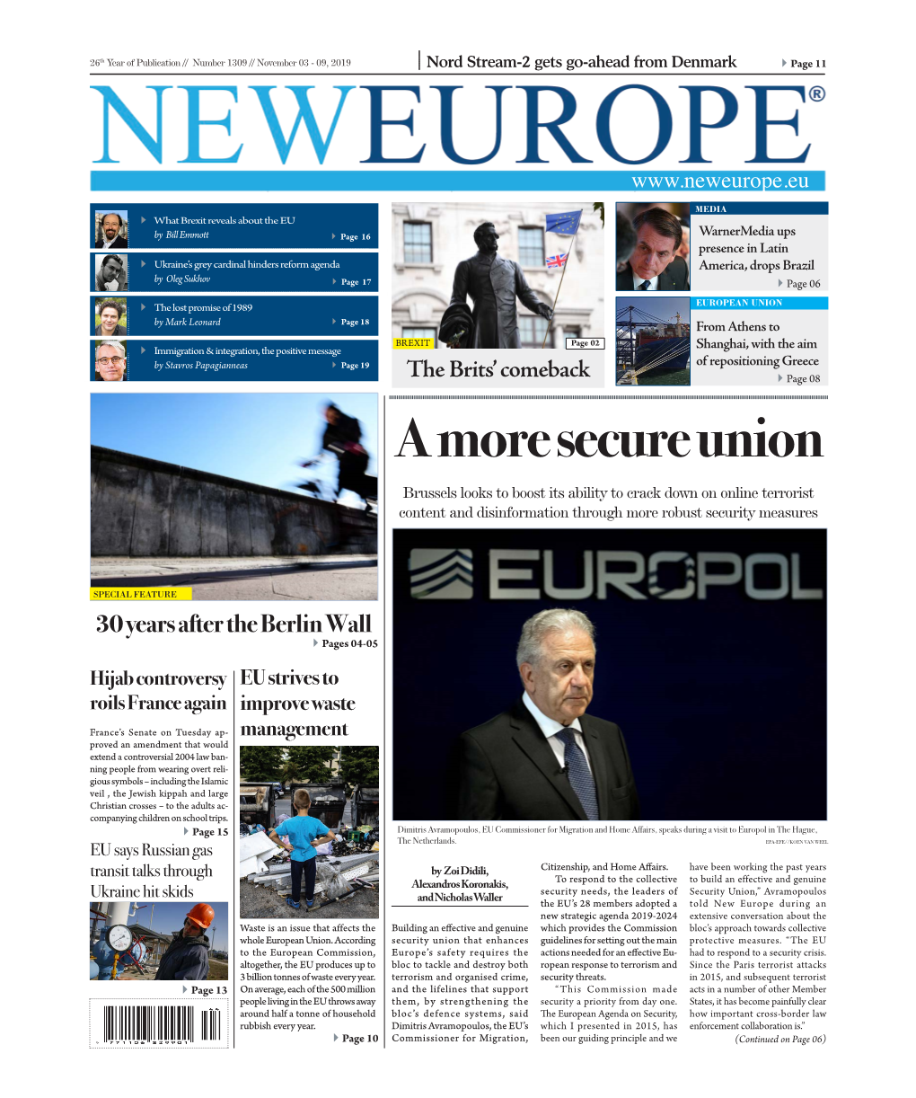 A More Secure Union: Interview by Commissioner Avramopoulos in New Europe, 3/11/2019