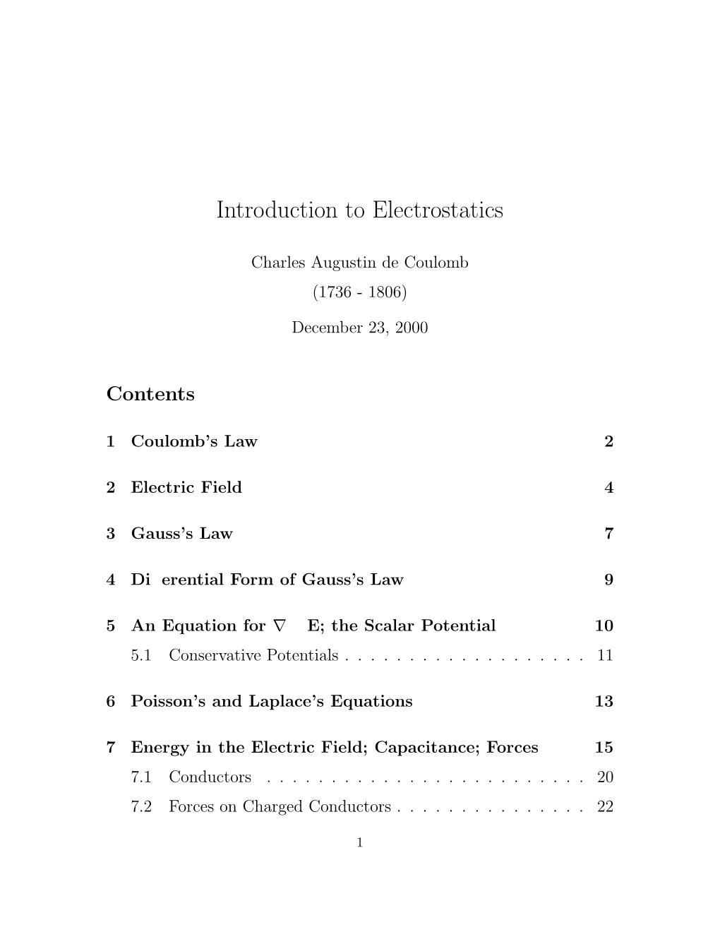 Introduction to Electrostatics