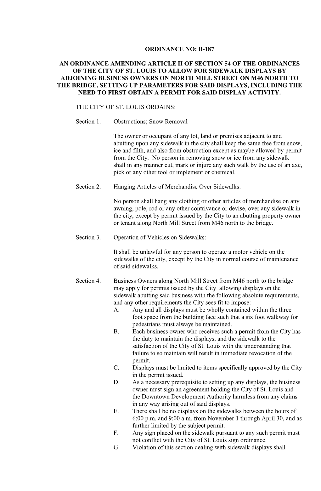 An Ordinance Amending Article Ii of Section 54 of the Ordinances of the City of St. Louis