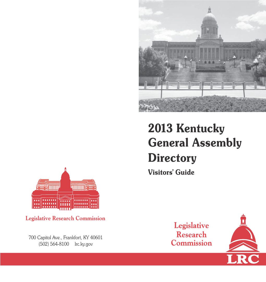 2013 Kentucky General Assembly Directory Visitors’ Guide