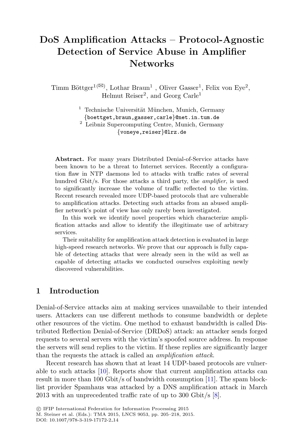 Dos Amplification Attacks – Protocol-Agnostic Detection Of