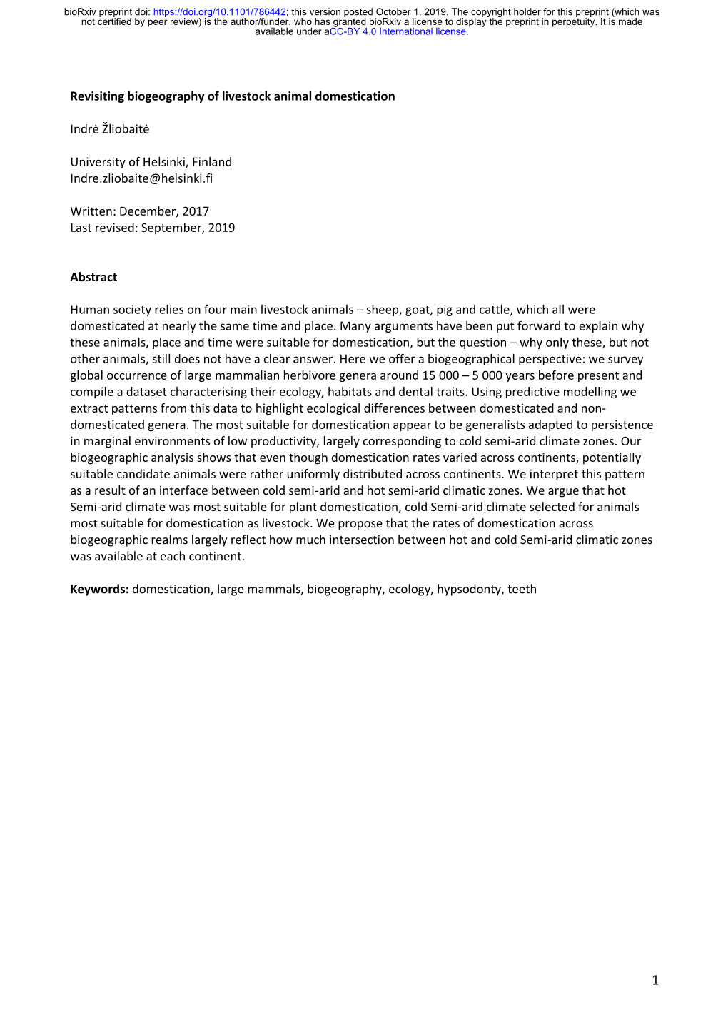 Revisiting Biogeography of Livestock Animal Domestication