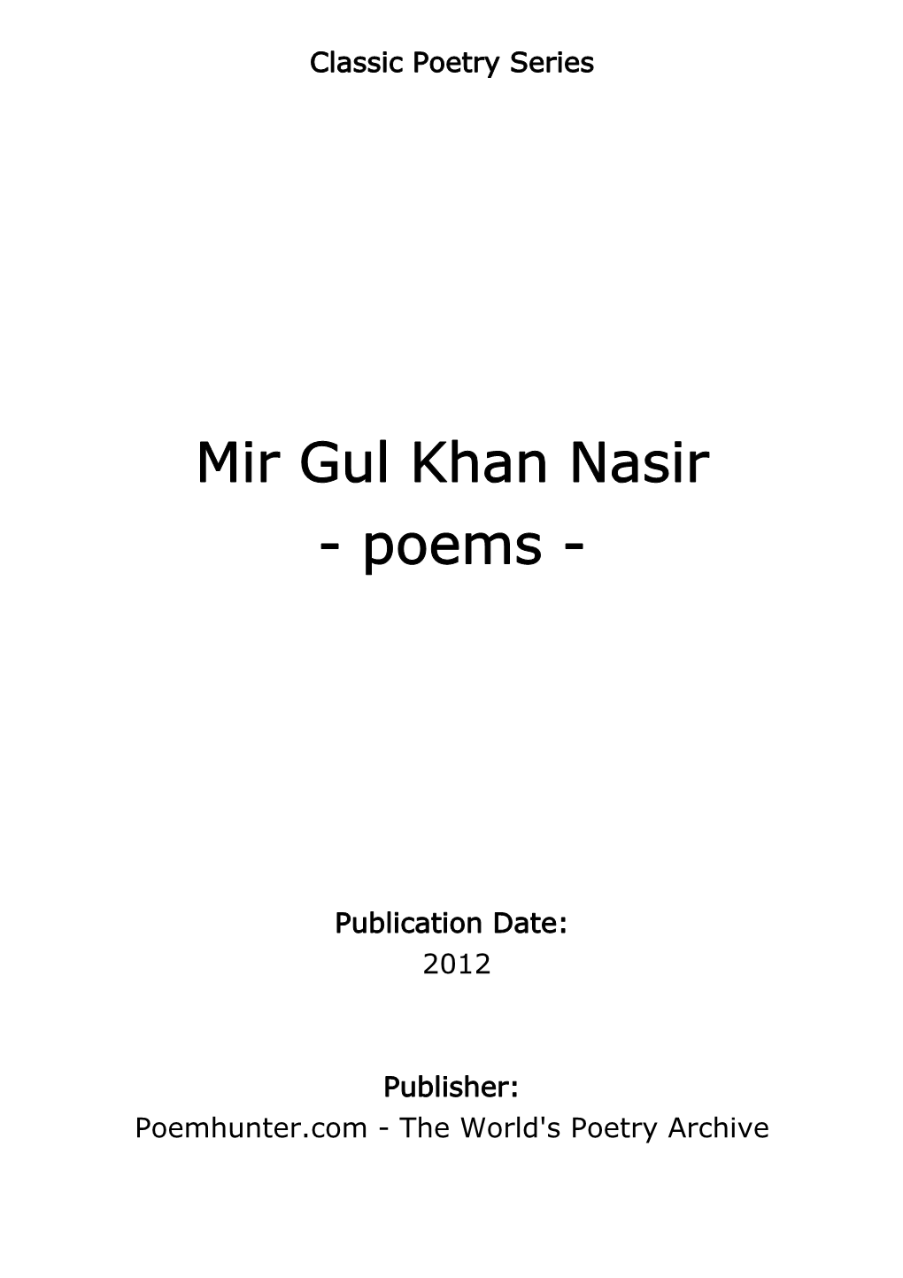 Mir Gul Khan Nasir - Poems