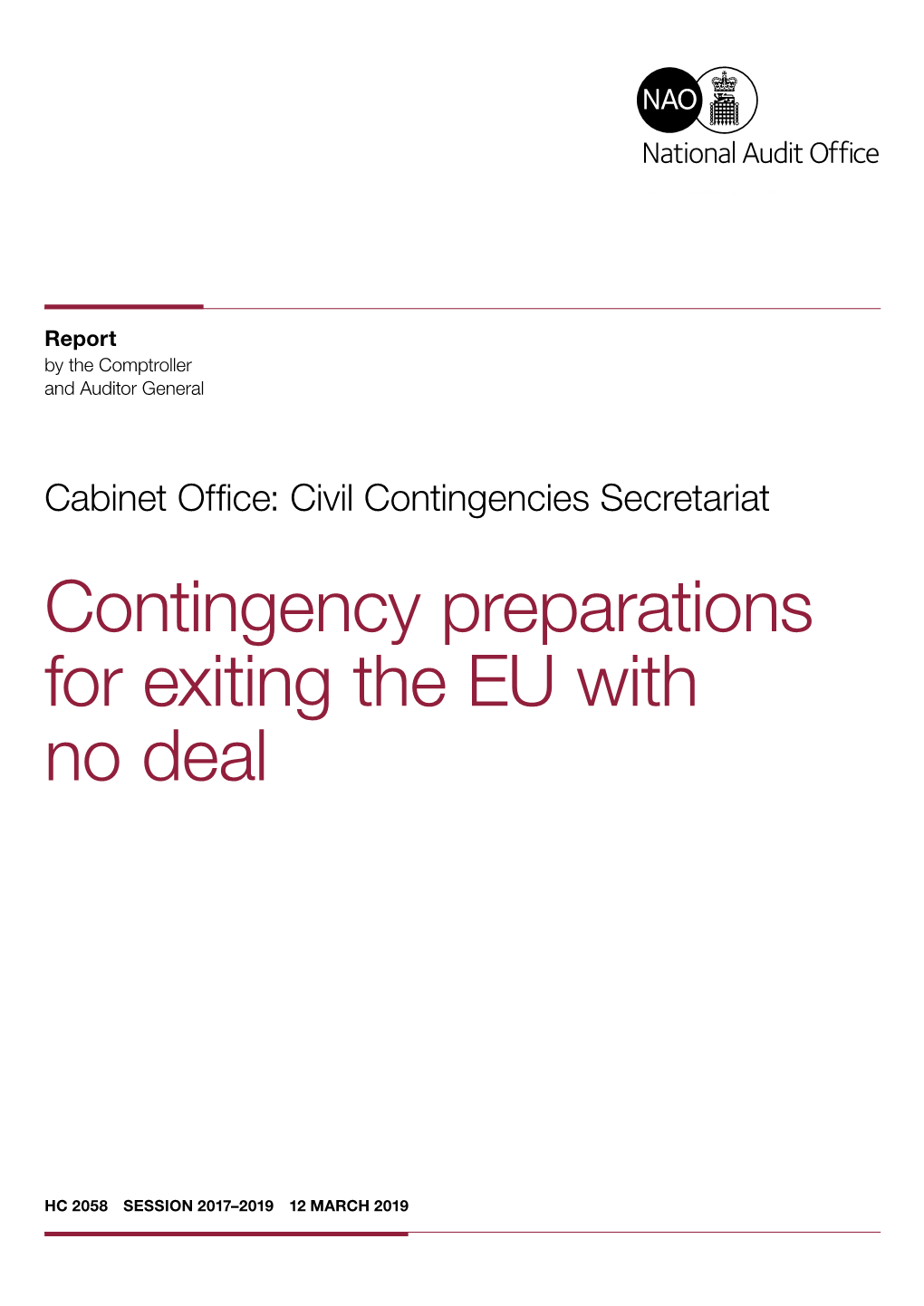 Contingency Preparations for Exiting the EU with No Deal