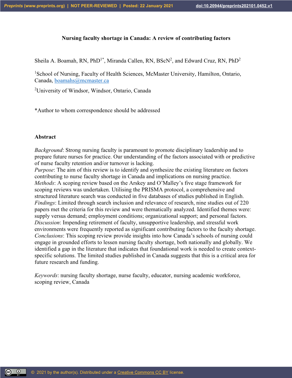 Nursing Faculty Shortage in Canada: a Review of Contributing Factors