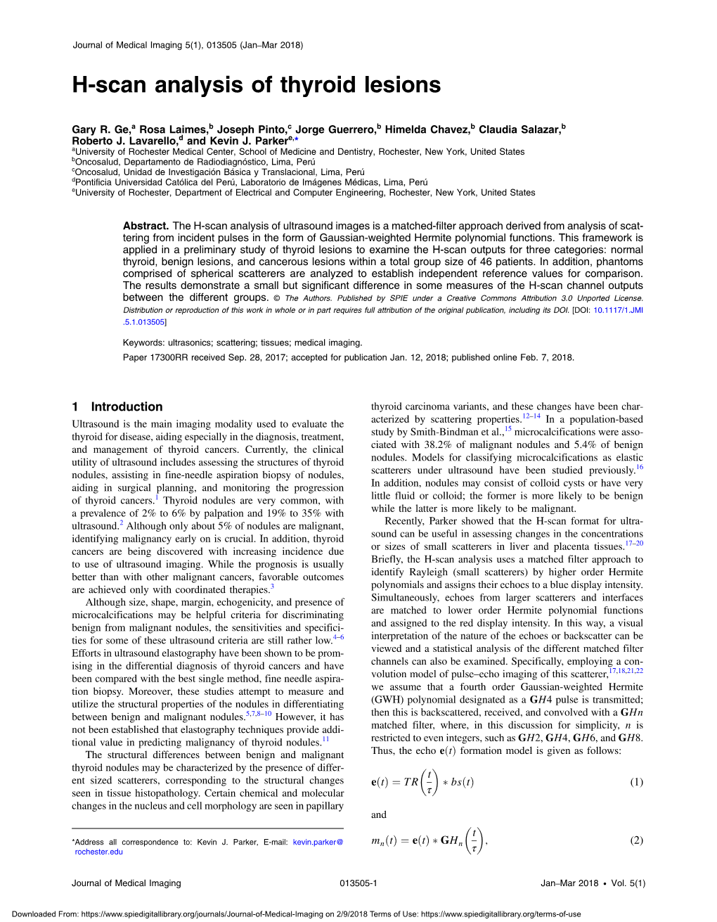 H-Scan Analysis of Thyroid Lesions