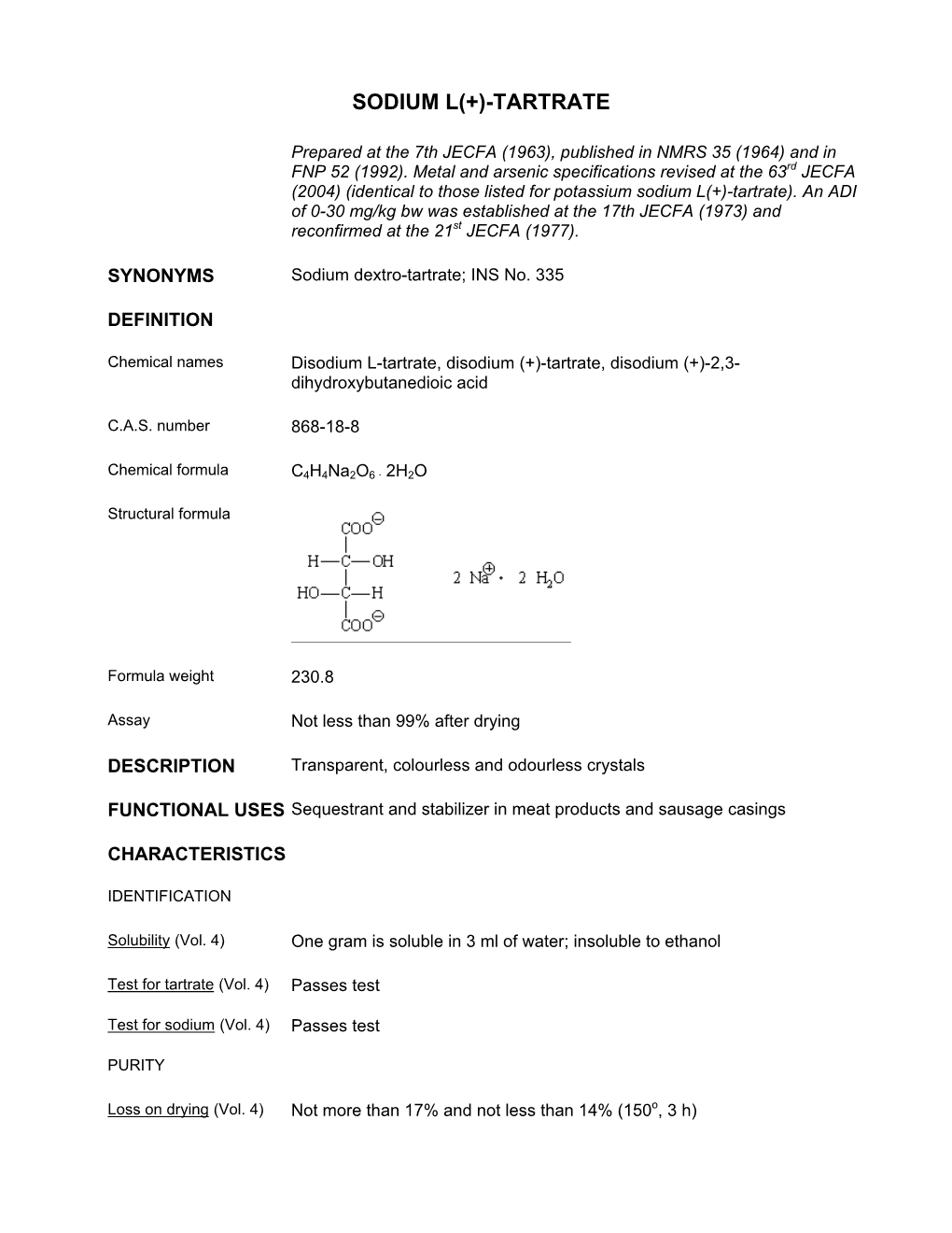 Sodium L(+)-Tartrate