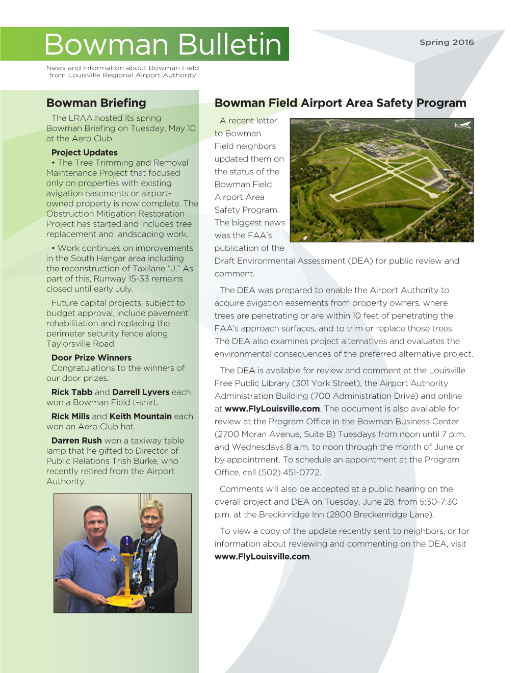 Bowman Bullet N Spring 2016 News and Information About Bowman Field from Louisville Regional Airport Authority