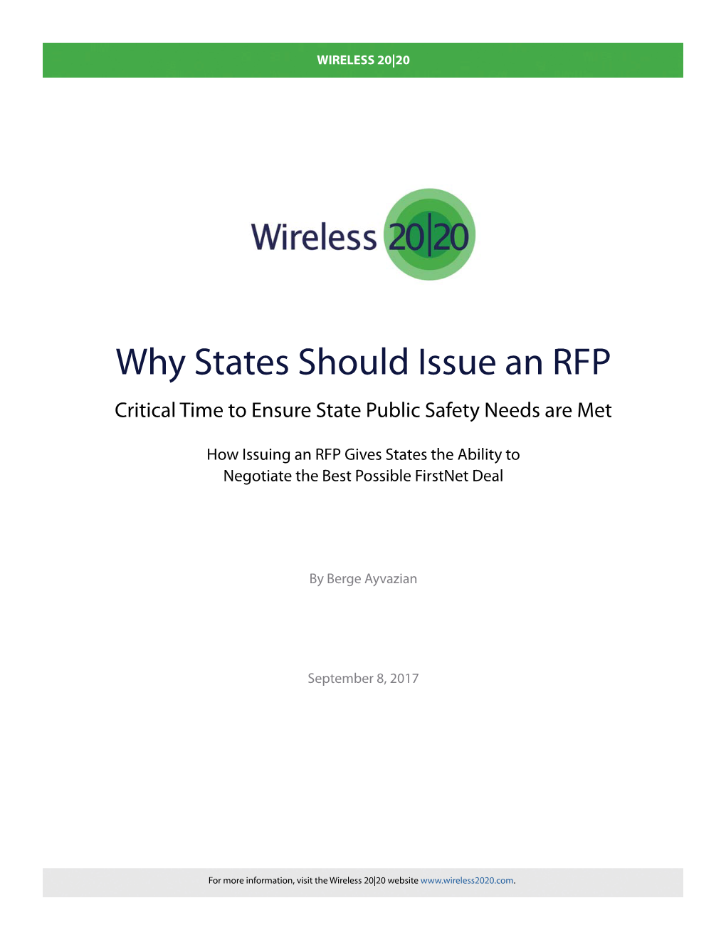 Why States Should Issue an RFP Critical Time to Ensure State Public Safety Needs Are Met