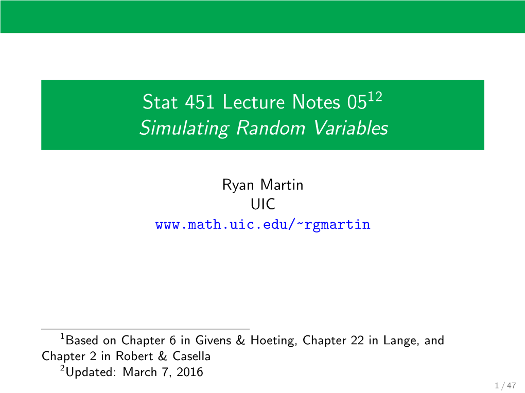 Stat 451 Lecture Notes 0512 Simulating Random Variables