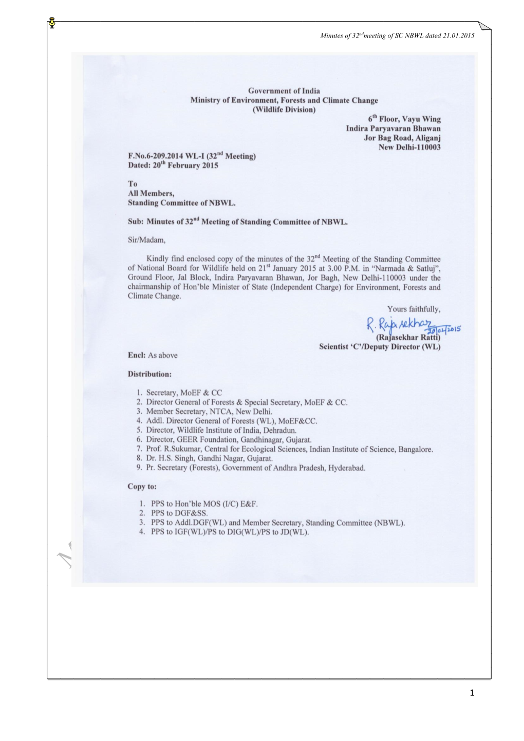 Minutes of 31St Meeting of SC NBWL Dated 12Th & 13Th Aug 2014