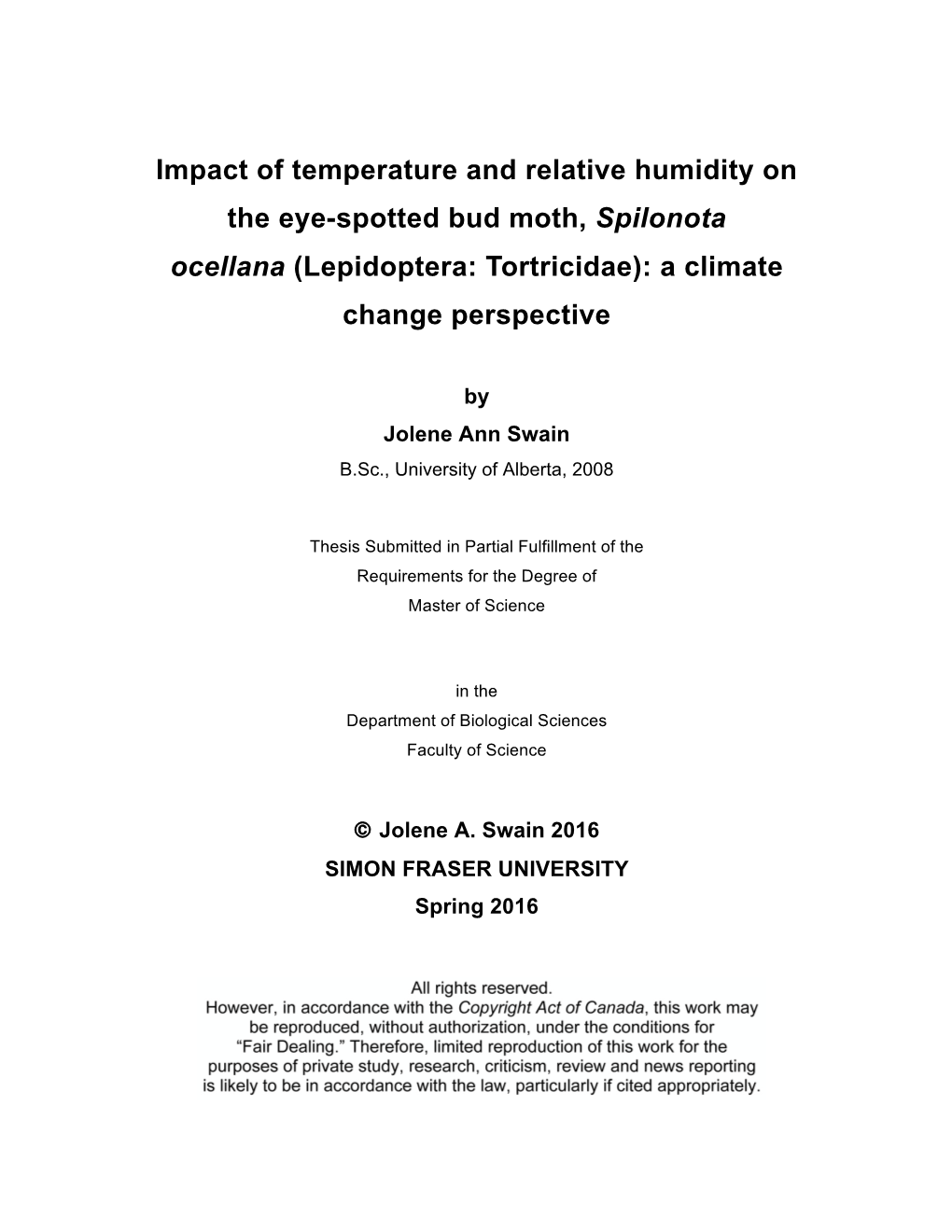 Impact of Temperature and Relative Humidity on the Eye-Spotted Bud Moth, Spilonota Ocellana (Lepidoptera: Tortricidae): a Climate Change Perspective