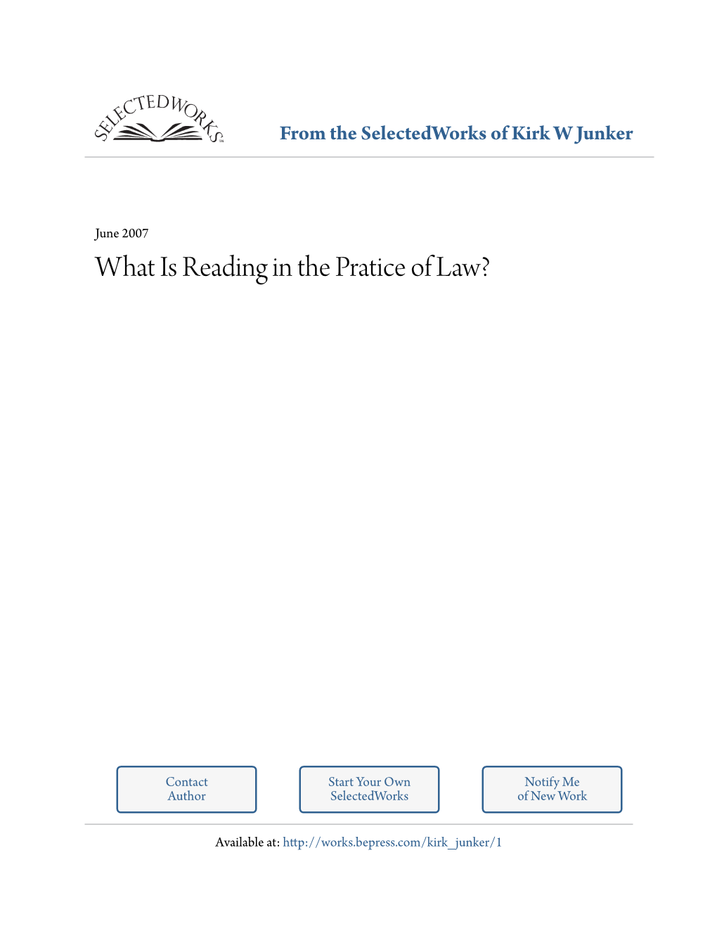 What Is Reading in the Pratice of Law?