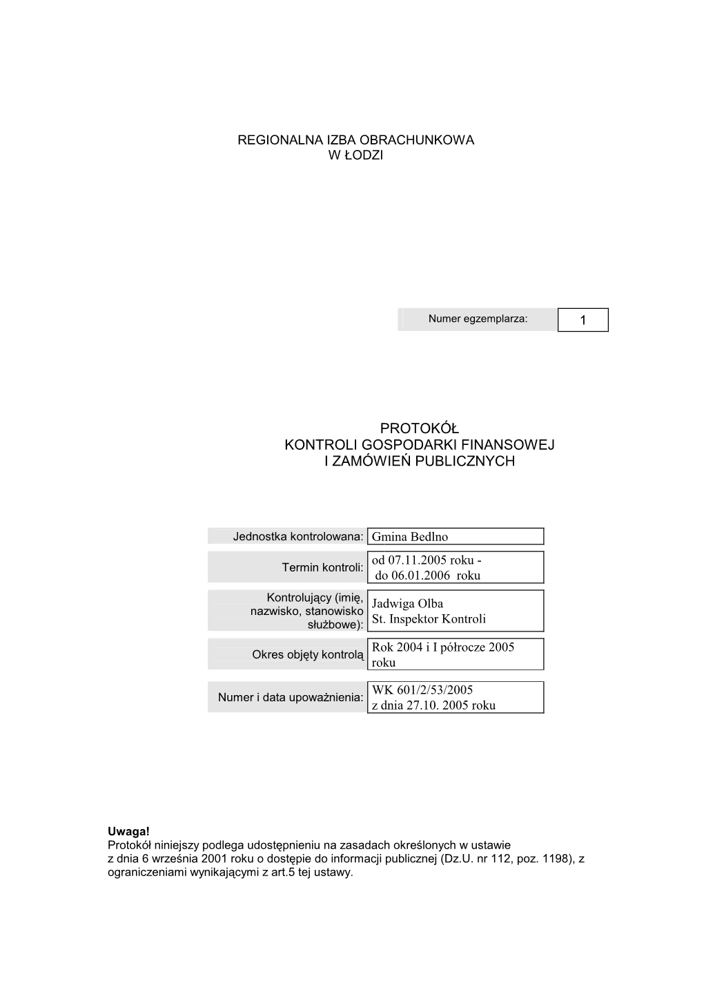 Protokół Kontroli Gospodarki Finansowej I Zamówie Ń Publicznych