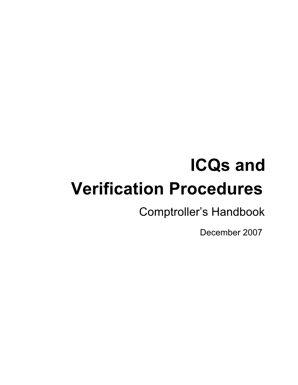 Internal Control Questionnaires and Verification Procedures