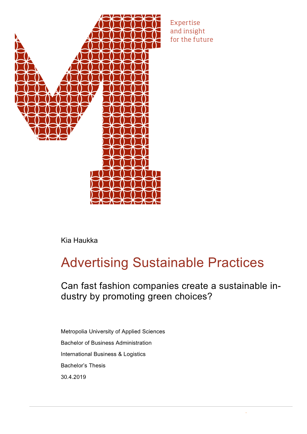 Advertising Sustainable Practices