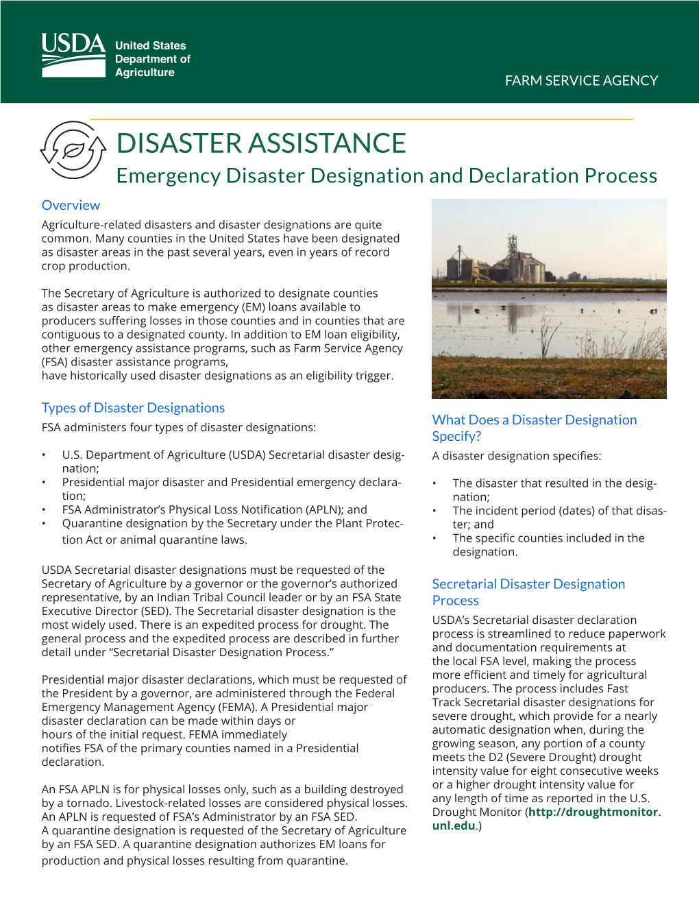 Emergency Disaster Designation and Declaration Process Overview Agriculture-Related Disasters and Disaster Designations Are Quite Common