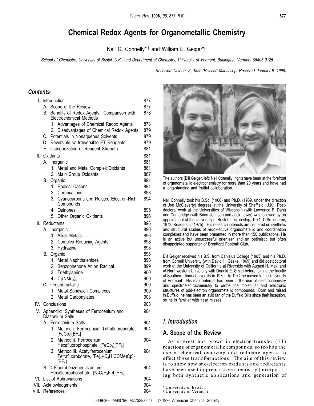 Chemical Redox Agents for Organometallic Chemistry