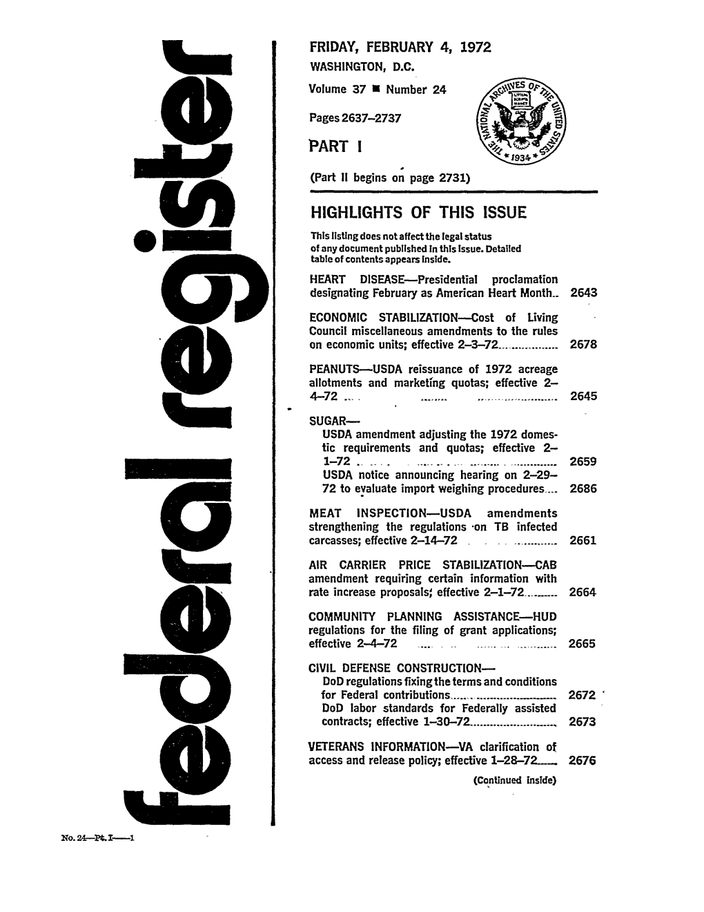 Federal Register: 37 Fed. Reg. 2637 (Feb. 4, 1972)