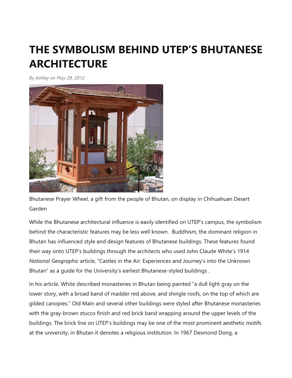 The Symbolism Behind UTEP's Bhutanese Architecture