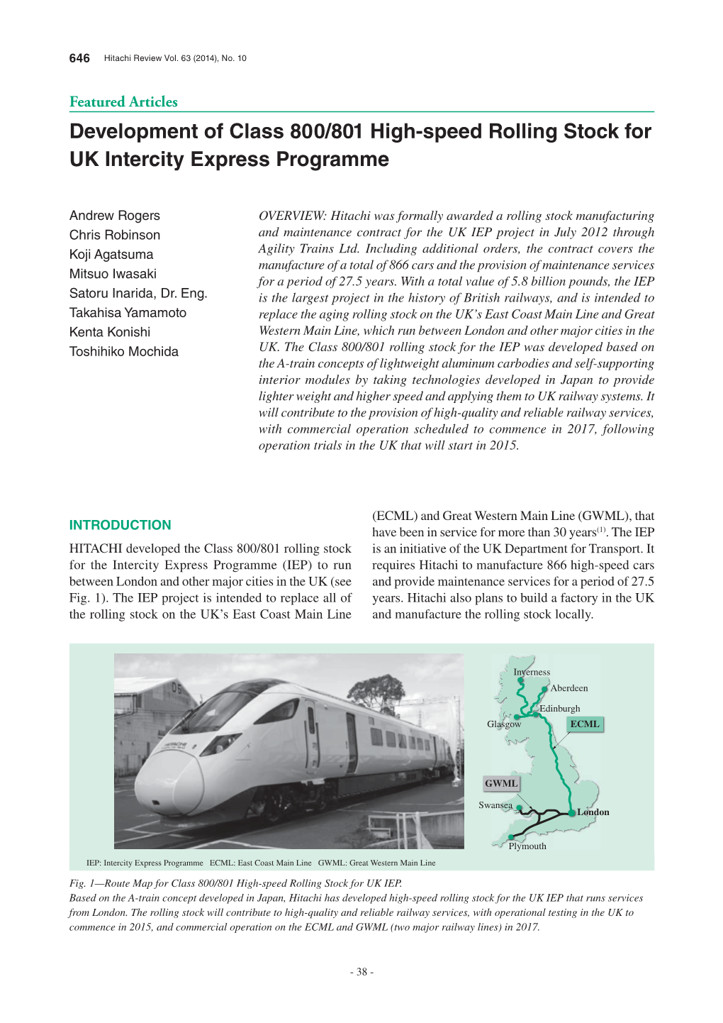 Development of Class 800/801 High-Speed Rolling Stock for UK Intercity Express Programme