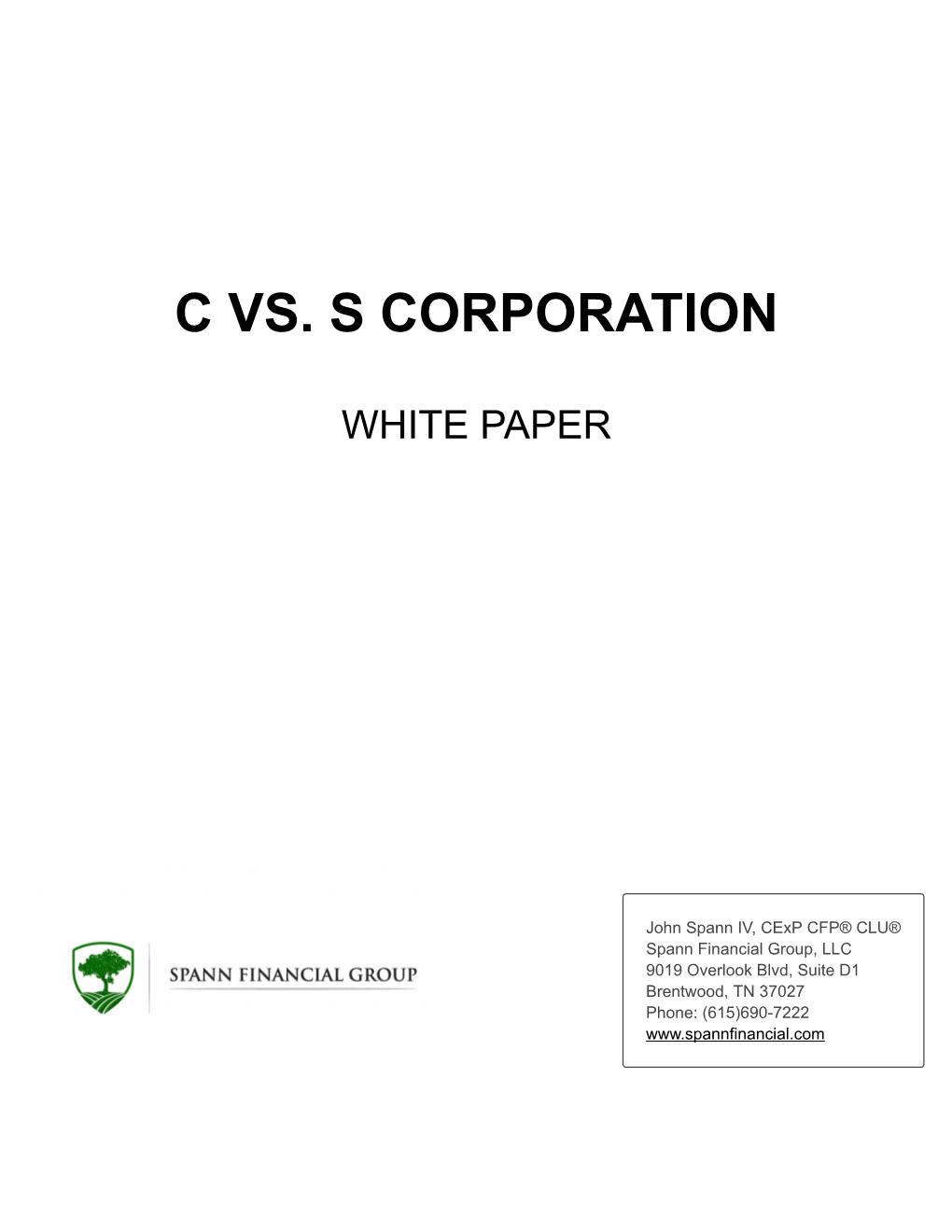 C Vs. S Corporation