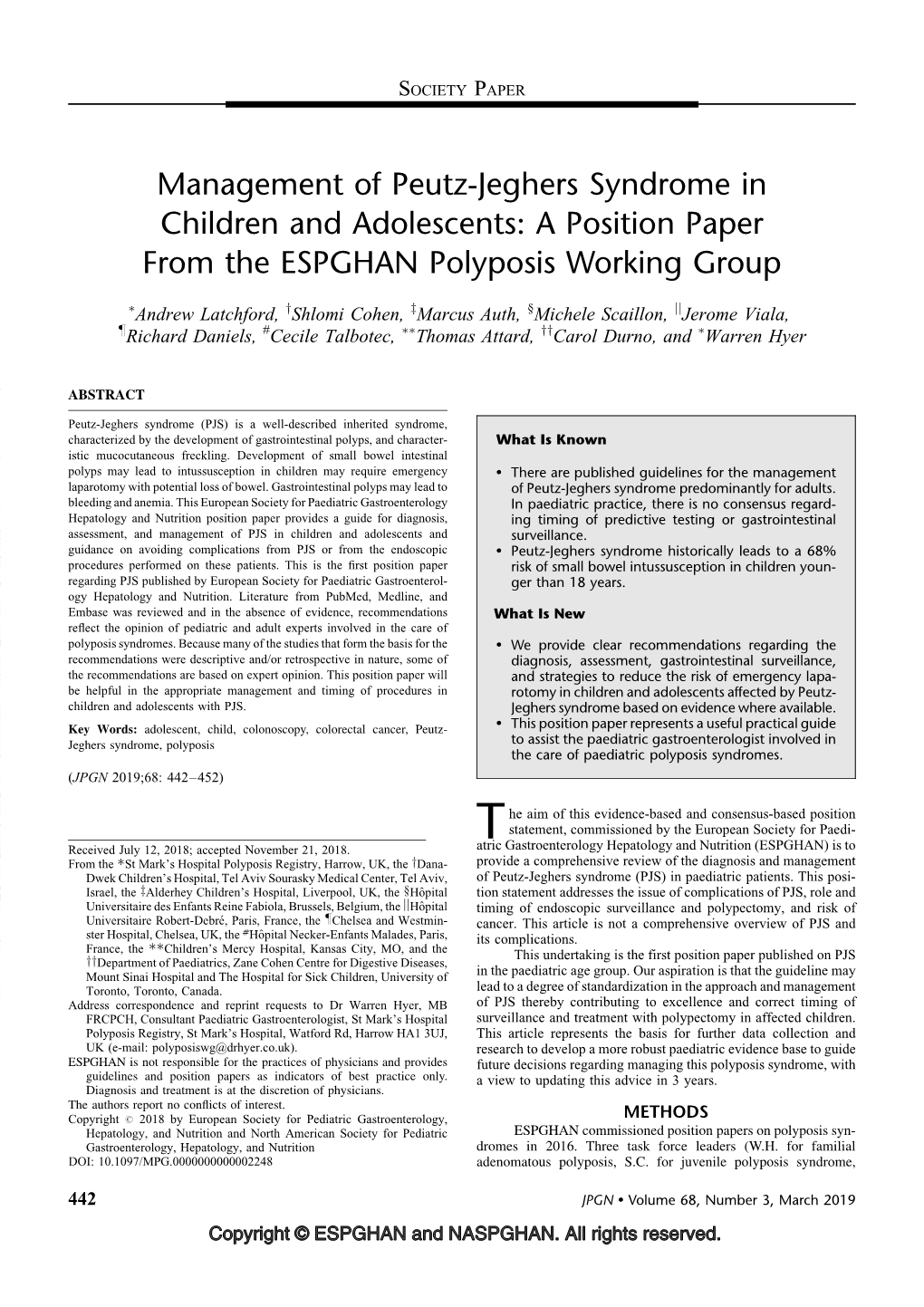 Management of Peutz-Jeghers Syndrome in Children