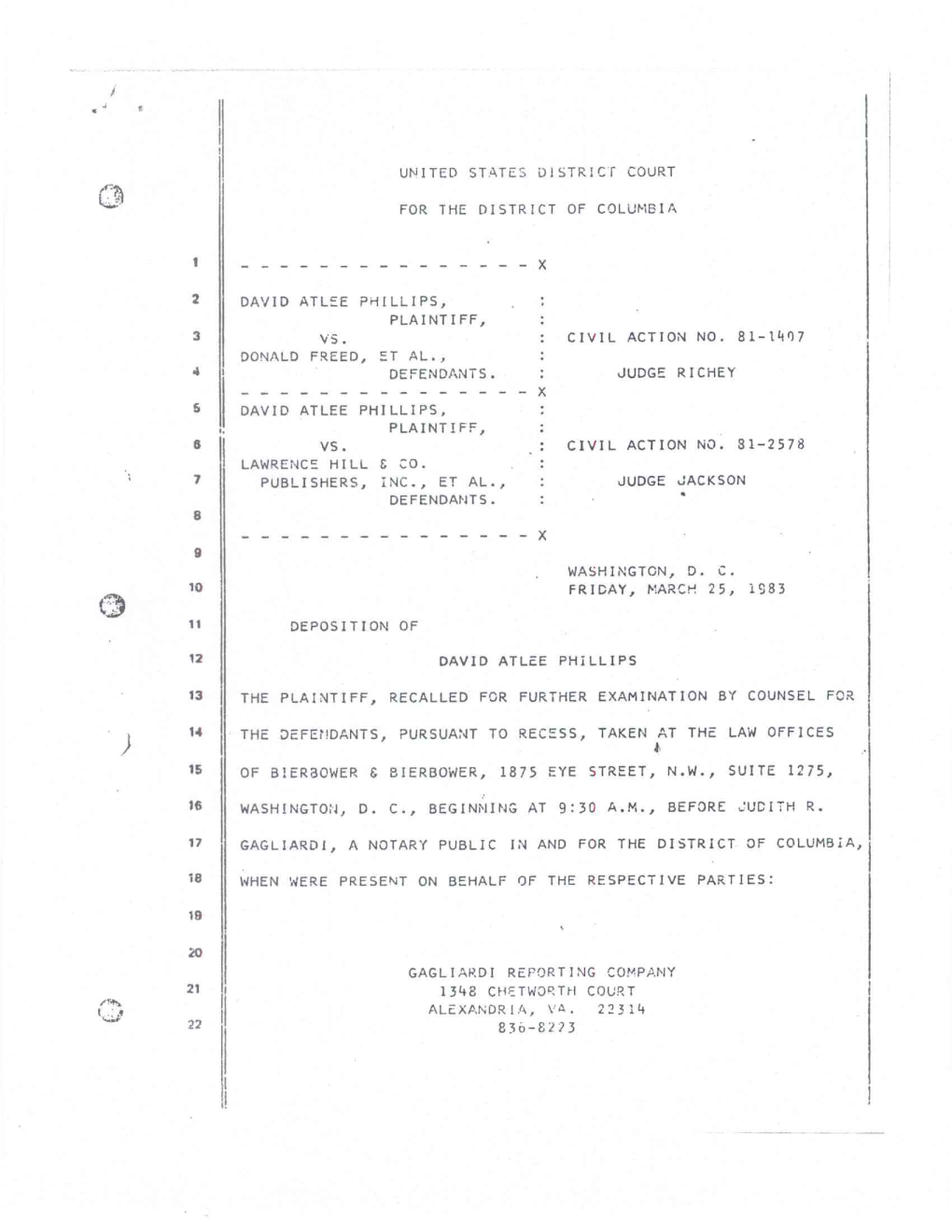 United States District Court for the District of Columbia 1