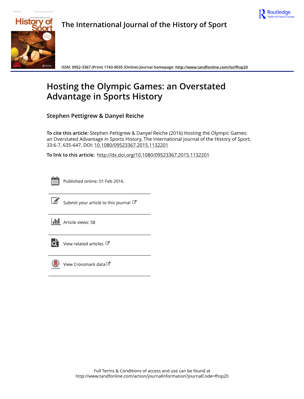 Hosting the Olympic Games: an Overstated Advantage in Sports History