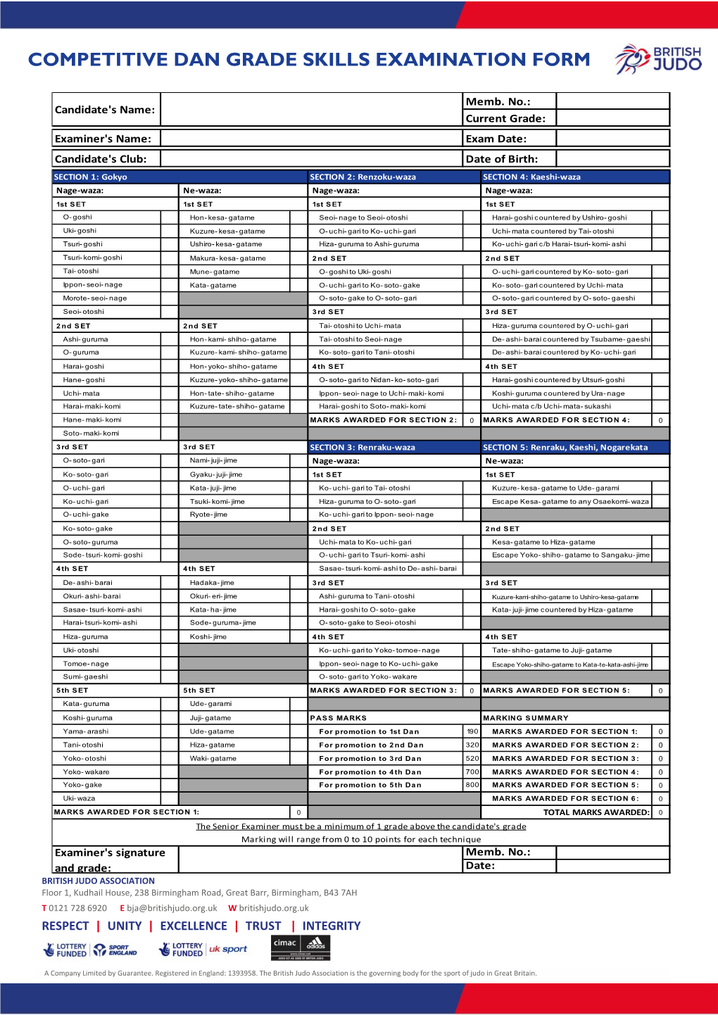 Competitive Dan Grade Skills Examination Form 01.2020