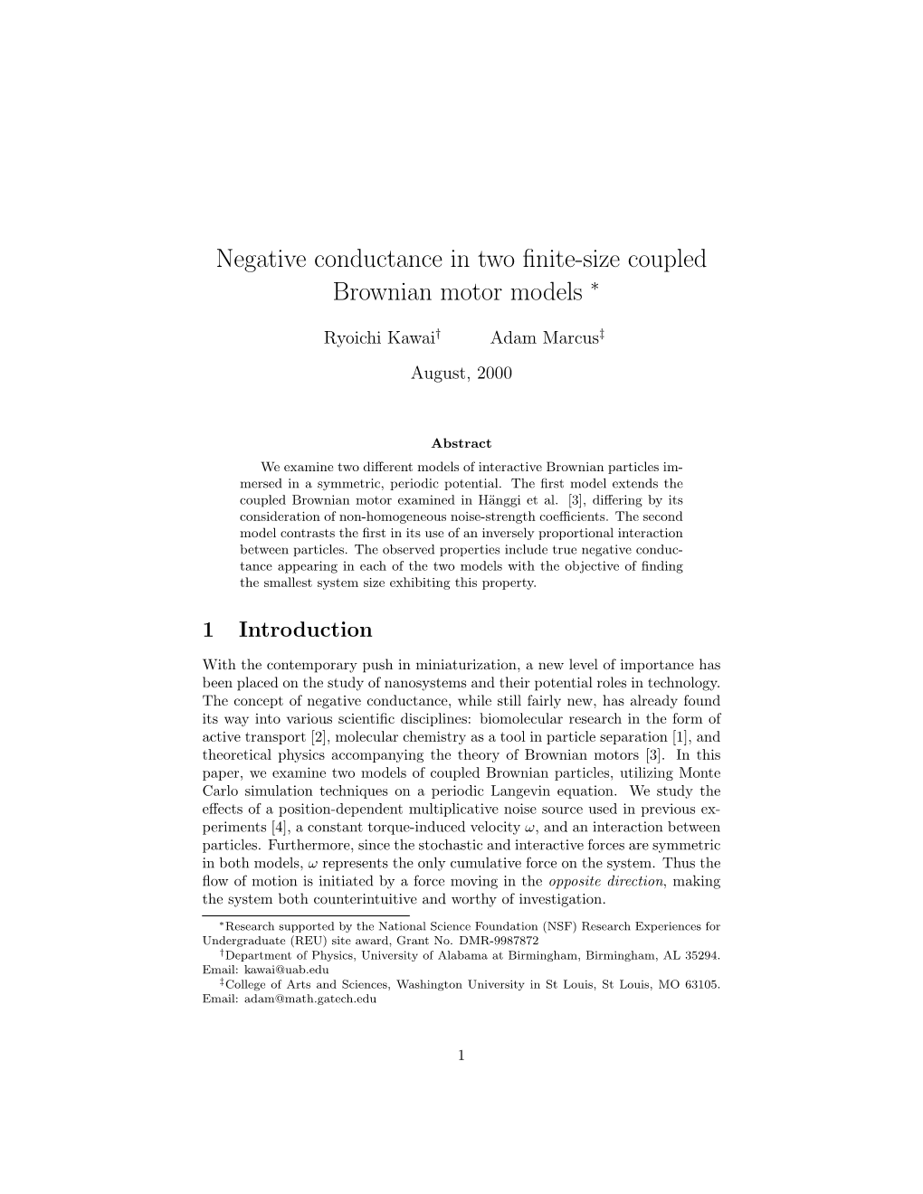 Negative Conductance in Two Finite-Size Coupled Brownian Motor