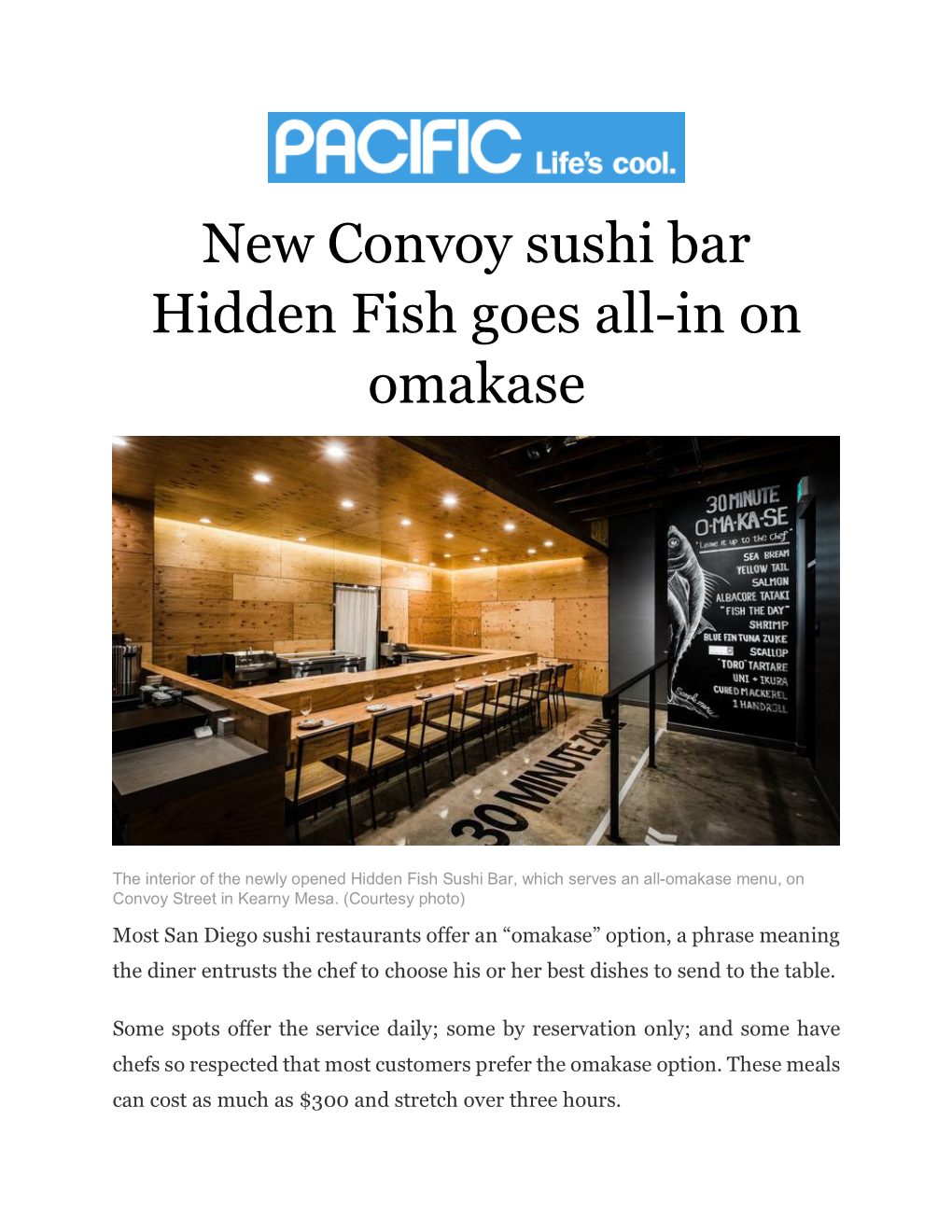 New Convoy Sushi Bar Hidden Fish Goes All-In on Omakase