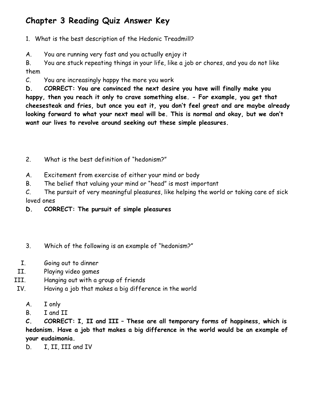 Chapter 3 Answer Keys