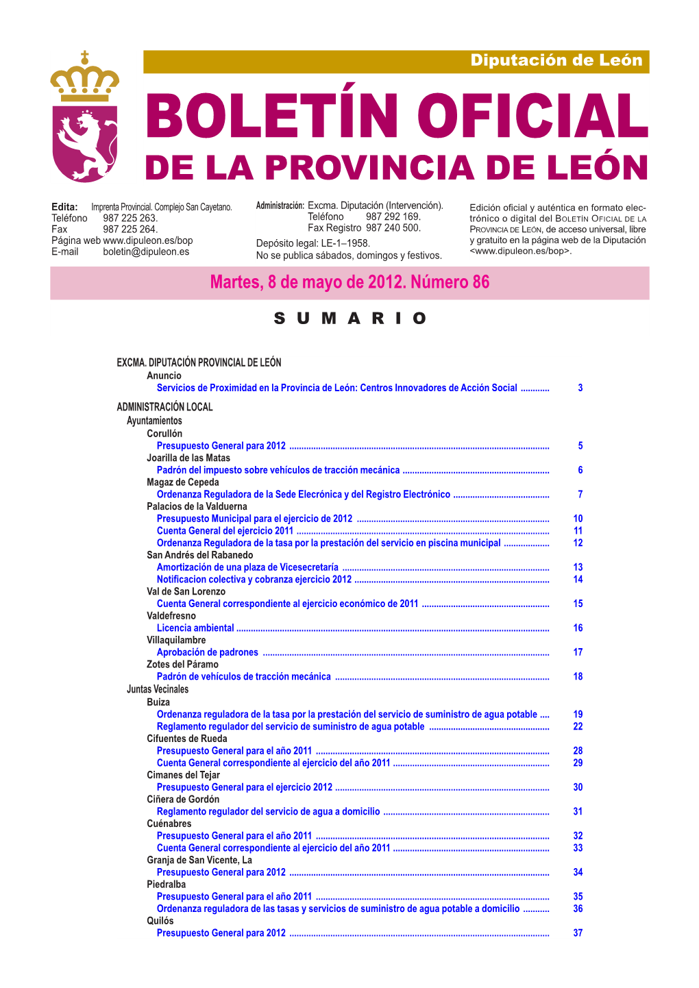 Boletín Oficial De La Provincia De León