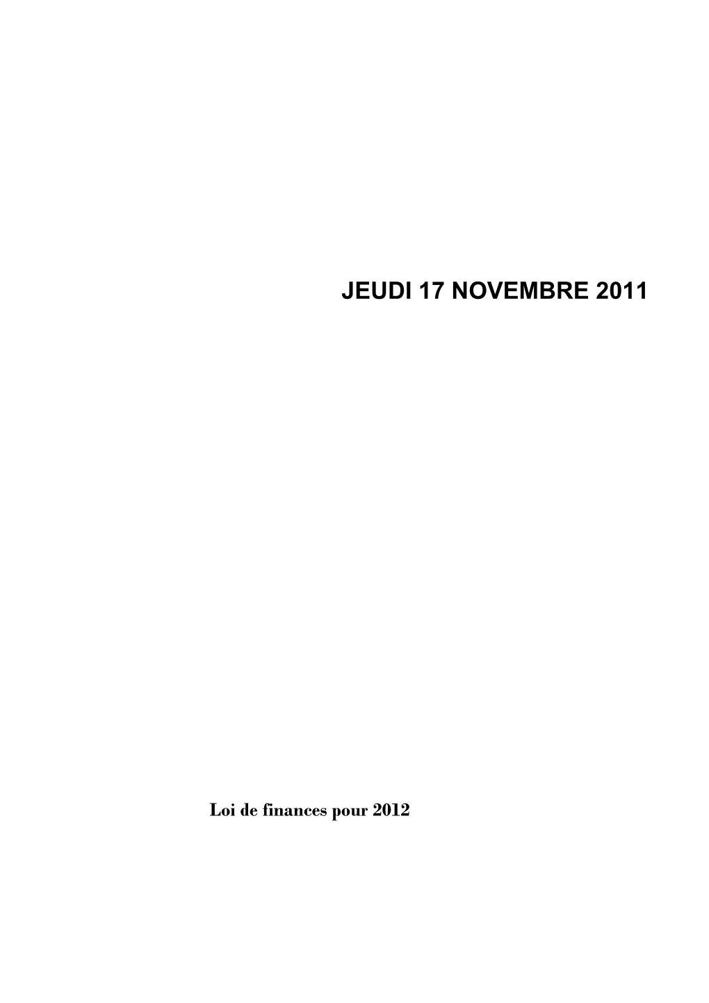 Jeudi 17 Novembre 2011