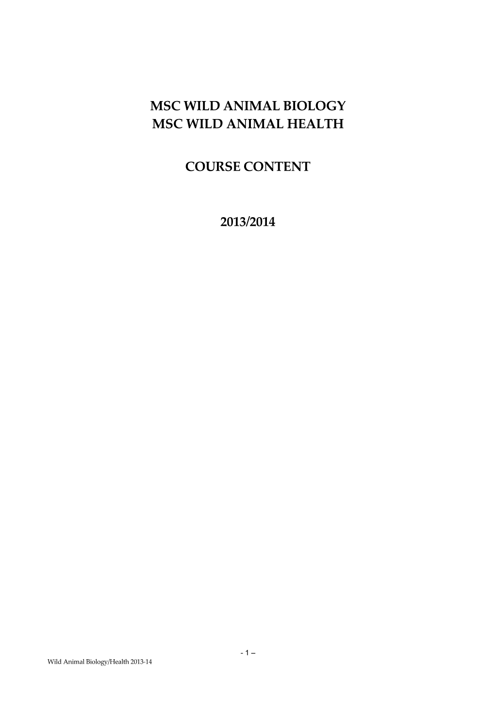 Msc Wild Animal Health