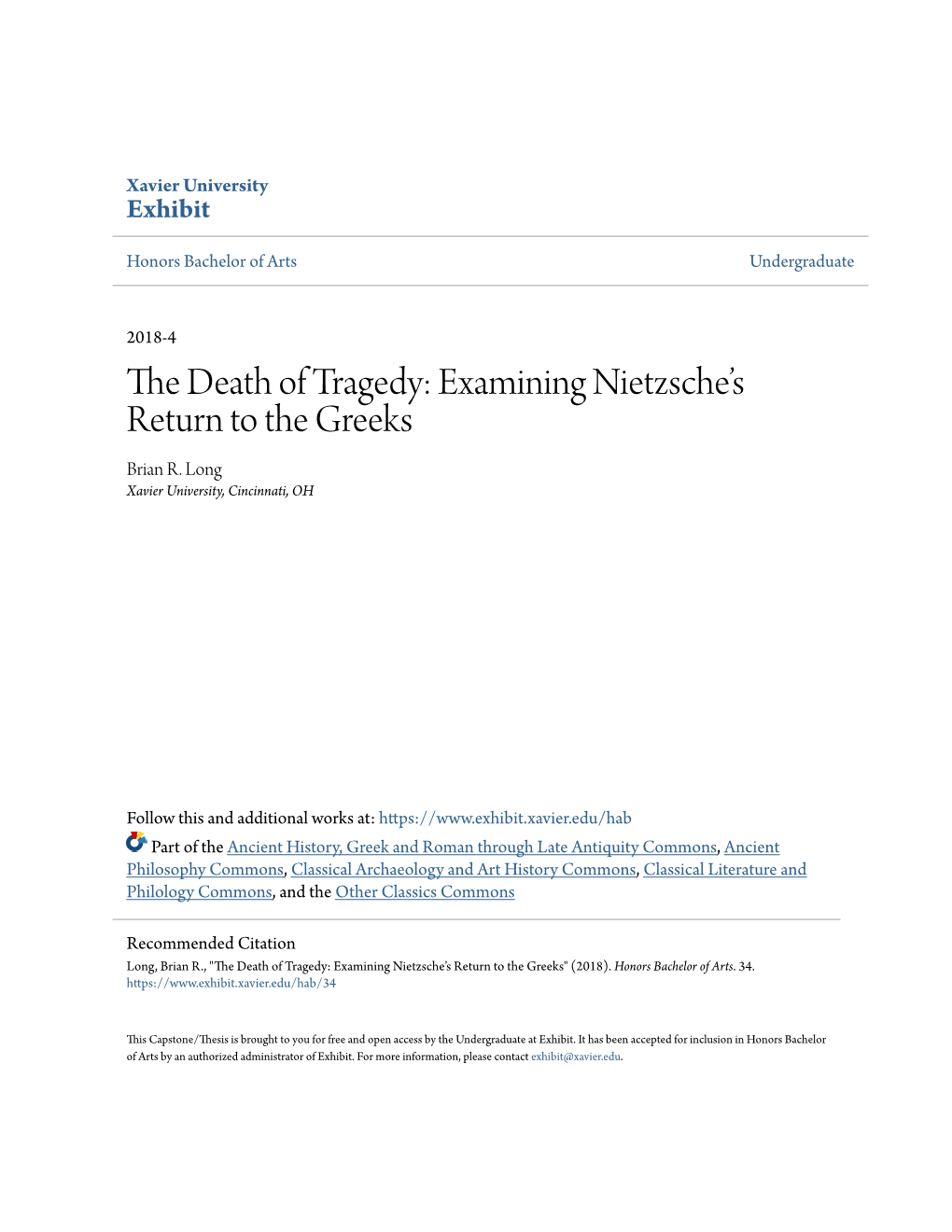 The Death of Tragedy: Examining Nietzsche's Return to the Greeks