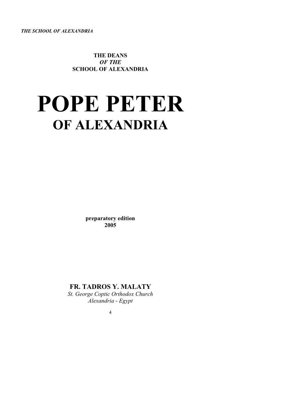 Pope Peter of Alexandria