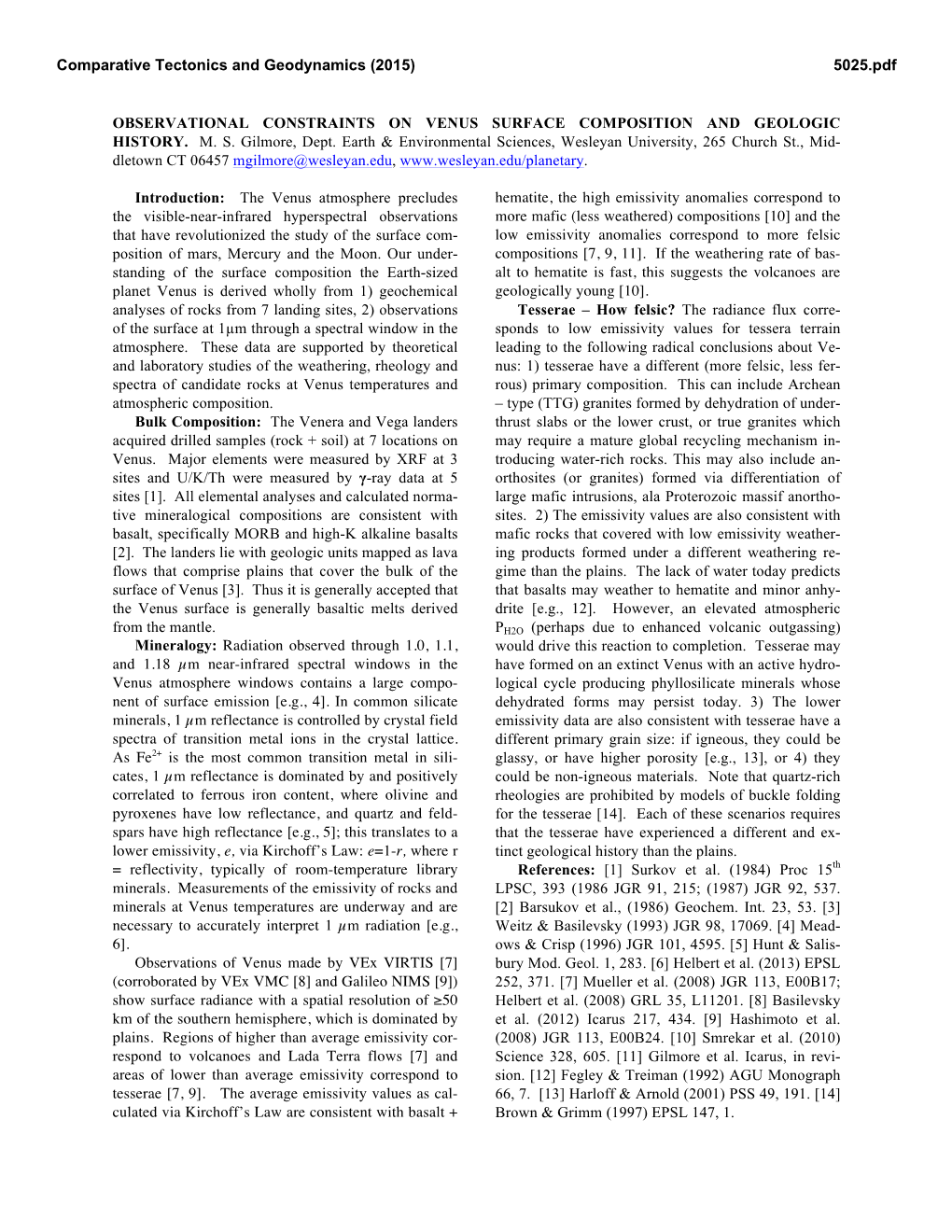 Observational Constraints on Venus Surface Composition and Geologic History