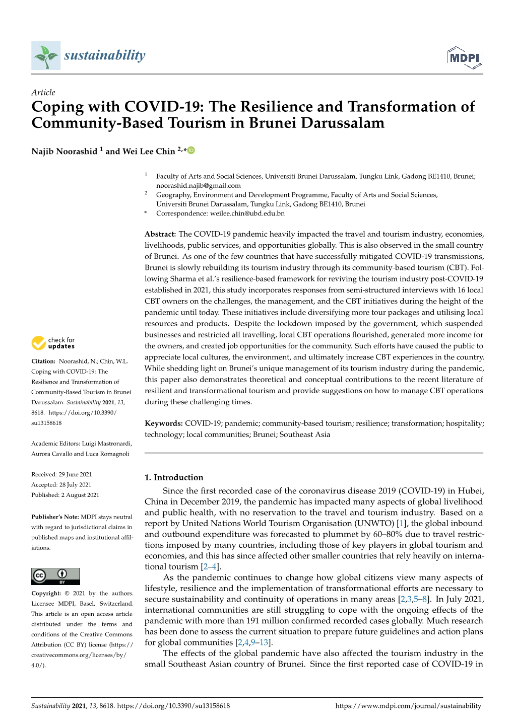 The Resilience and Transformation of Community-Based Tourism in Brunei Darussalam