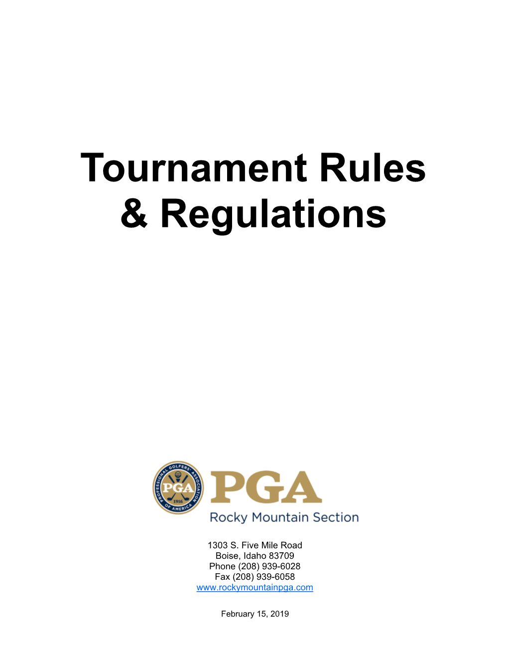 Tournament Rules & Regs 2-15-19.Pub