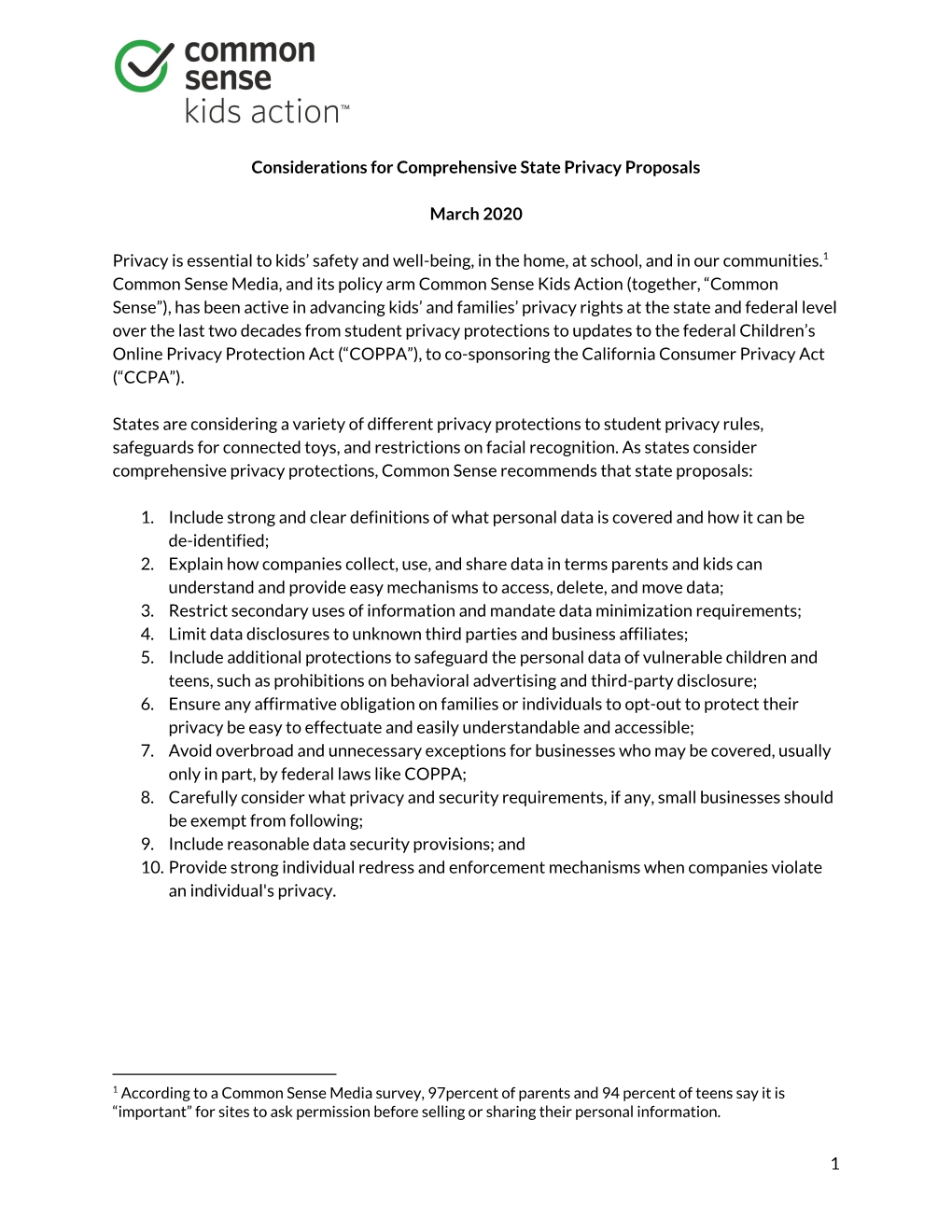 Considerations for Comprehensive State Privacy Proposals