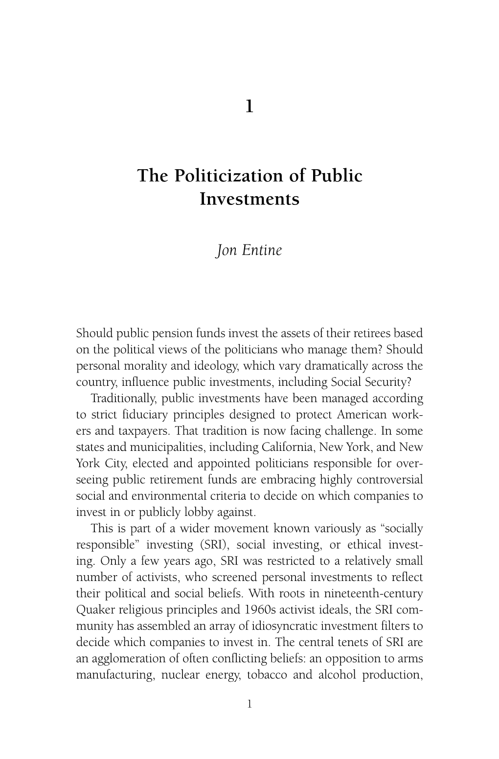 1 the Politicization of Public Investments