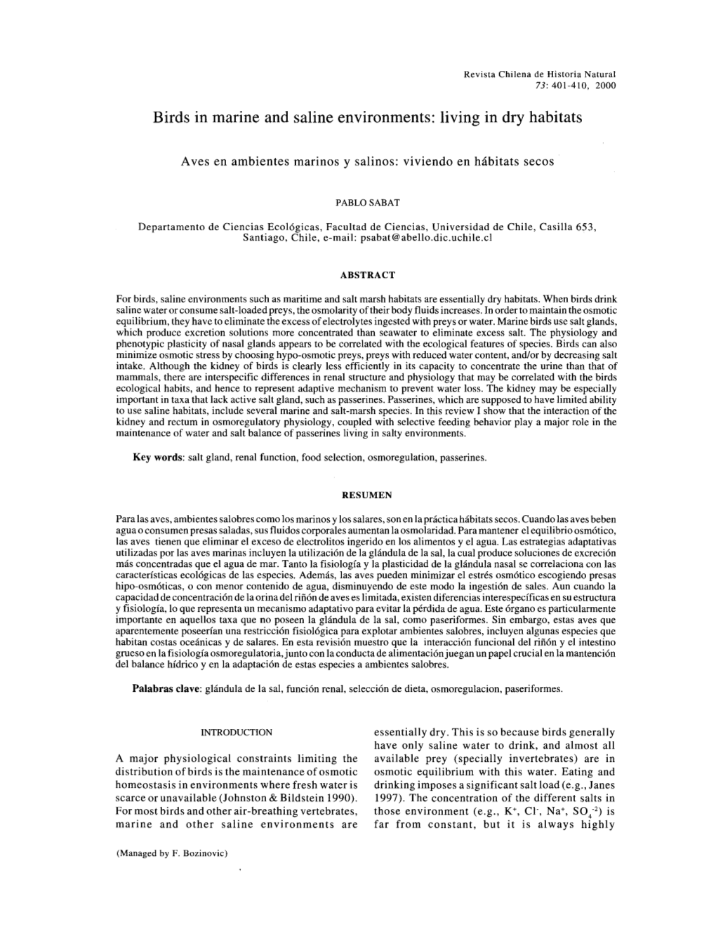 Birds in Marine and Saline Environments: Living in Dry Habitats