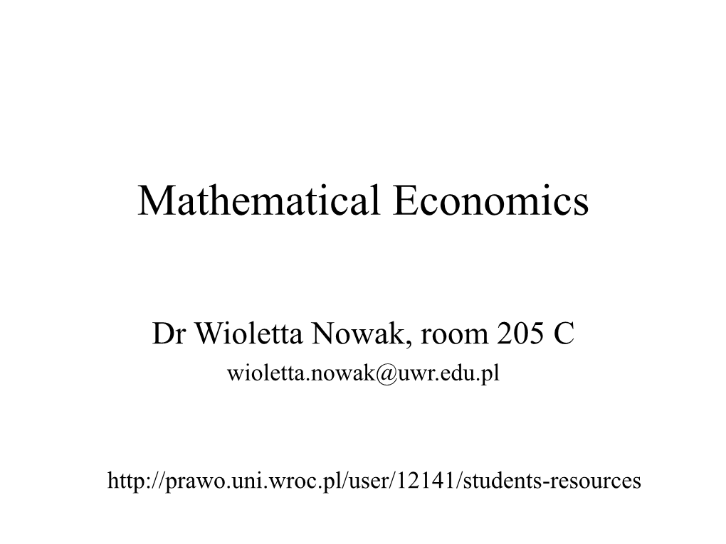 Mathematical Economics