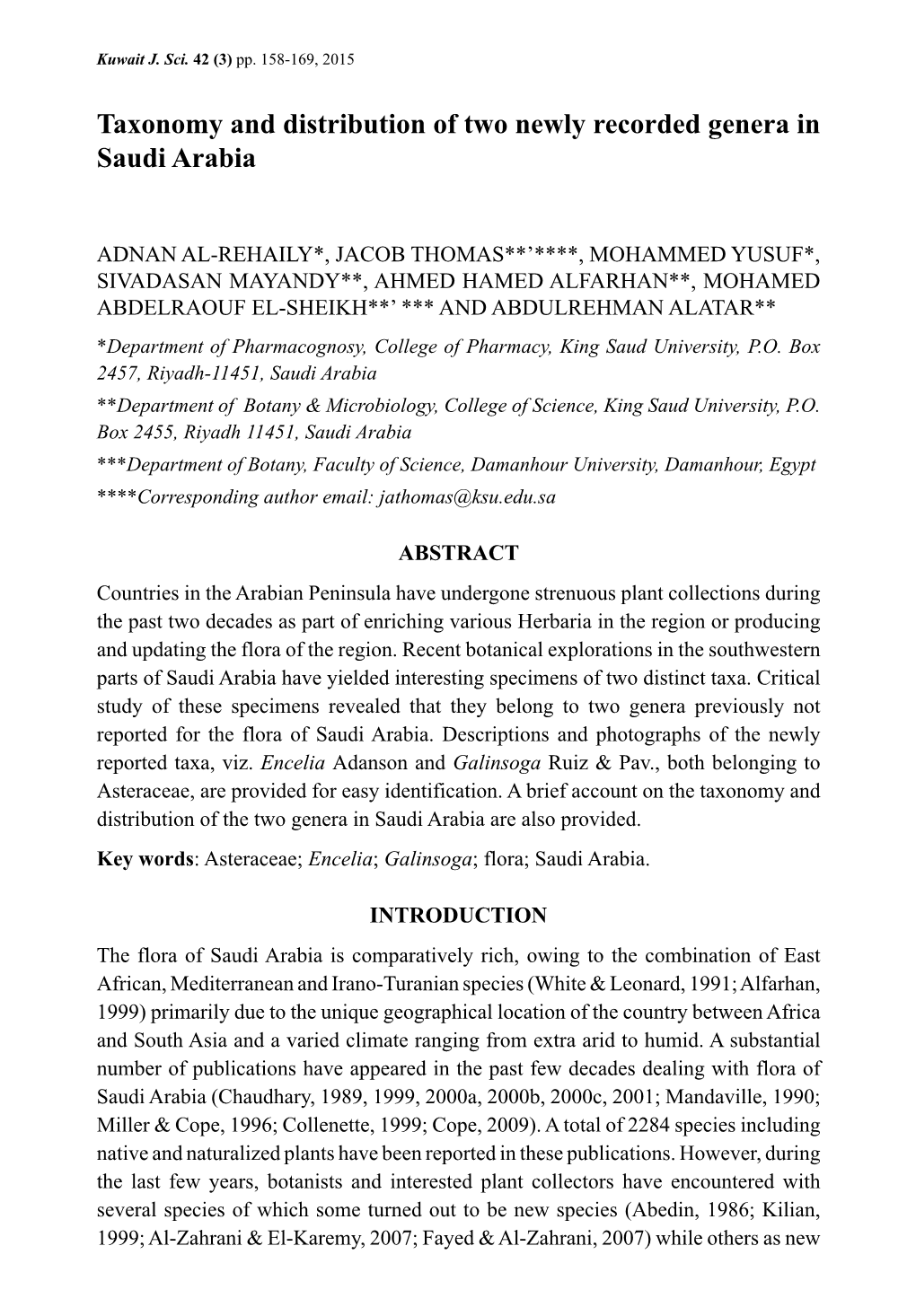 Taxonomy and Distribution of Two Newly Recorded Genera in Saudi Arabia